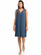 Vamp Summer Cotton Women's Nightdress Blue