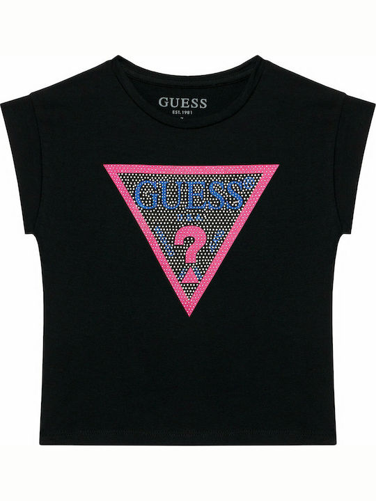 Guess Kinder-Crop-Top Kurzarm Schwarz