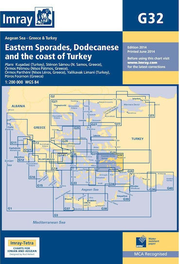 Imray G32 Boat Map Eastern Sporades and Dodecanese Nautical Chart