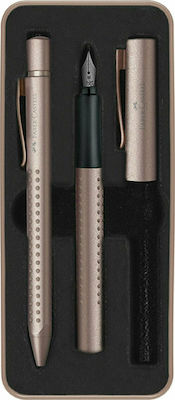 Faber-Castell Grip Pen Set Ballpoint with Quill Rose Copper in a case