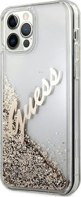 Guess Glitter Vintage Script Back Cover Gold (iPhone 12 Pro Max)