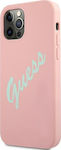 Guess Silicone Vintage Umschlag Rückseite Kunststoff Rosa (iPhone 12 / 12 Pro) GUHCP12MLSVSPG