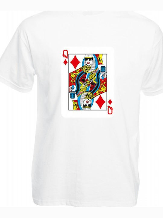 Queen Playing Card T-shirt White