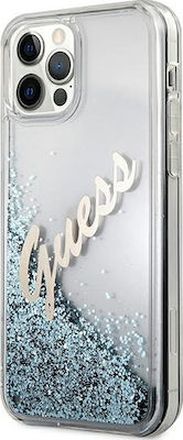 Guess Glitter Vintage Script Back Cover Πλαστικό Μπλε (iPhone 12 / 12 Pro)