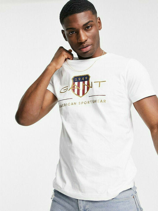 Gant Ανδρικό T-shirt Λευκό με Λογότυπο