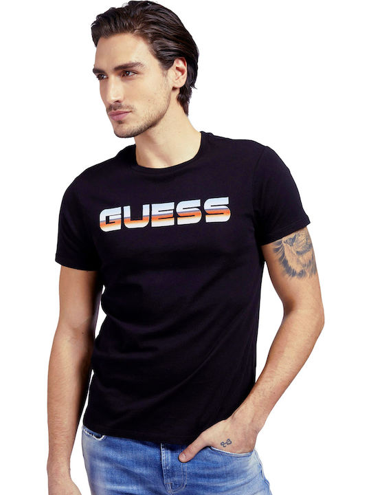 Guess T-shirt Bărbătesc cu Mânecă Scurtă Negru