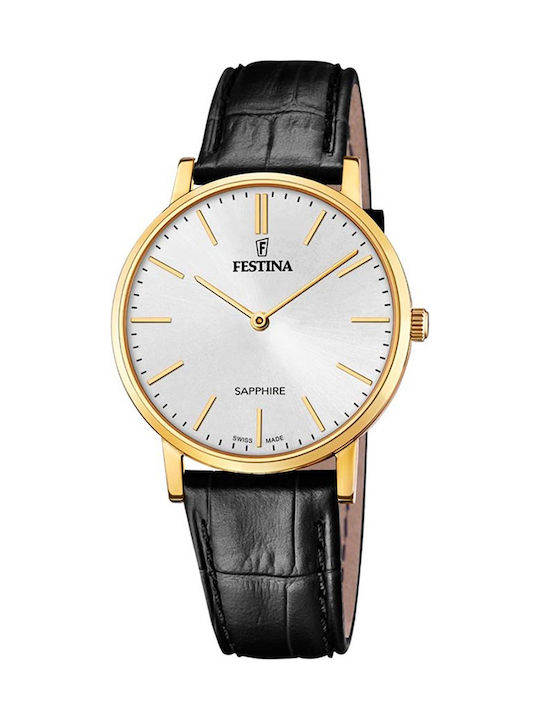 Festina Women's Watch with Black Leather Strap