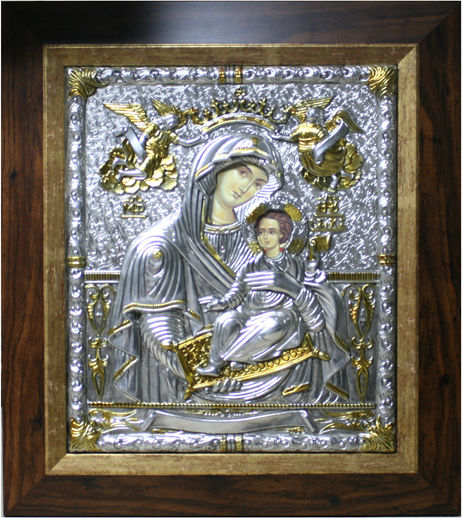 Marhome Heiligenikone Gottesmutter mit Kind Metall 41x48cm