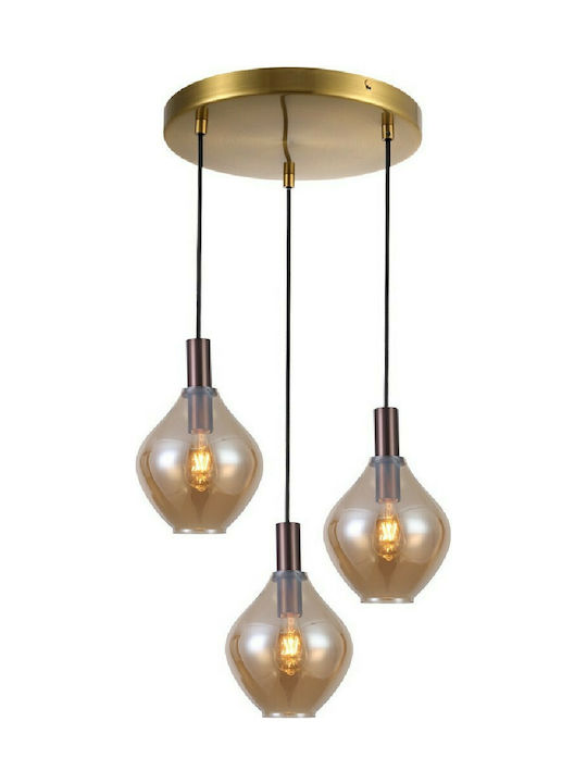 Sun Light Pendant Lamp 3xE27 Gold