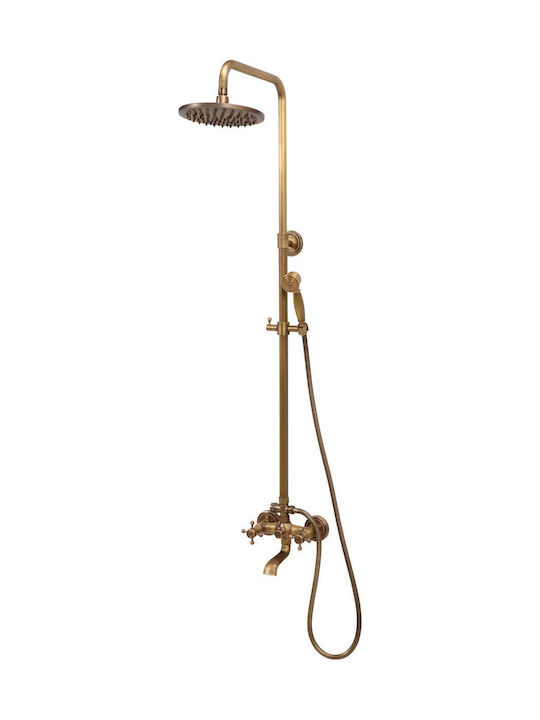 Fala Retro Coloană De Duș Reglabilă Cu Mixer De Cadă 85-120cm Bronzată