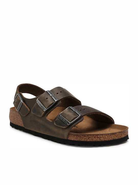 Birkenstock Milano Bs Men's Leather Sandals Green 1019336