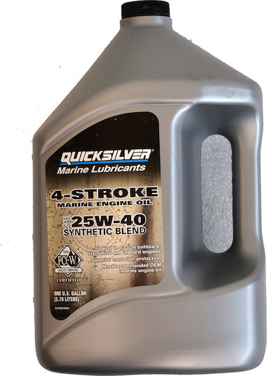 Quicksilver 25W-40 Ημισυνθετικό Λάδι Σκάφους 2T Λάδι Τετράχρονης Εξωλέμβιας Μηχανής 1lt