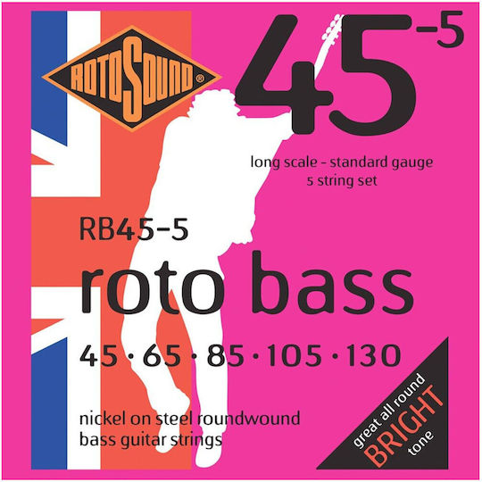 Rotosound Roto Bass Set of Nickel Wound Bass Strings 45 - 130" Standard 5-String