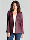 Lenitif L073 Women's Leather Waisted Blazer Burgundy