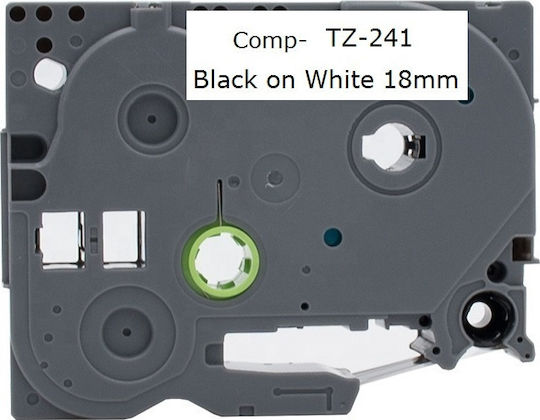 P-Touch Bandă de Etichetare Negru pe alb 8m x 18mm în Culoarea Alb 1buc