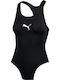 Puma Racer Athletic One-Piece Swimsuit with Padding Black