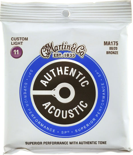 Martin Authentic Acoustic SP Набор Струни За Акустична Китара 80/20 Бронз 11 - 52 Custom Light