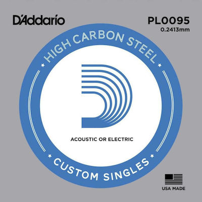 Daddario Single Steel String for Acoustic Guitar / Electric Guitar Plain Singles .0095"