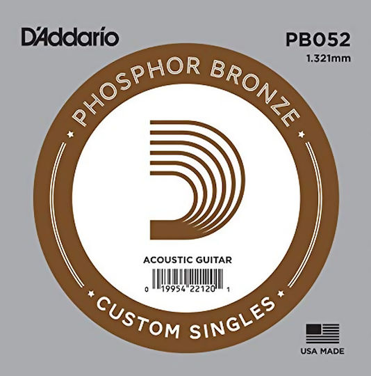 Daddario Wound Single String Phosphor Bronze Acoustic Guitar 52