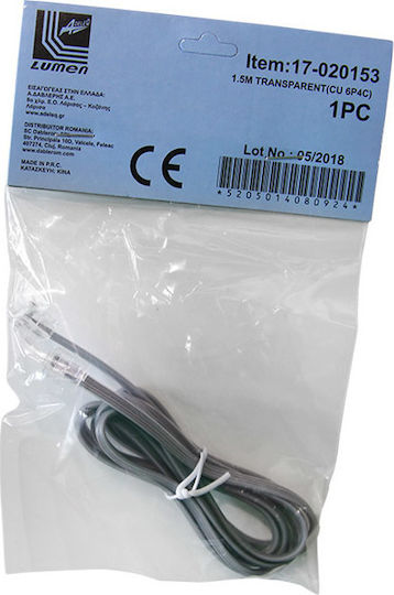 Adeleq Flat Telephone Cable RJ11 6P4C 1.5m Gray (17-020153)