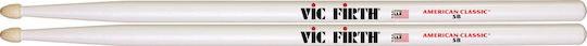 Vic Firth Hickory Μπαγκέτες Ντραμς American Classic Tear 5B με Σχήμα Μύτης Drop σε Λευκό Χρώμα