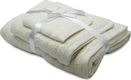 Palatex 3-tlg. Set Badetücher Club 07 Ecru Gewicht 600gr/m²