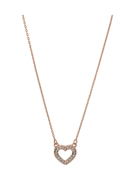 Prince Silvero Necklace with design Heart from Gold Plated Silver with Zircon