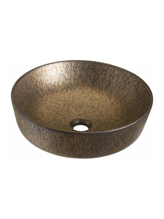 Gloria Solante-6 Vessel Sink Porcelain 42x42x14cm Dark Copper