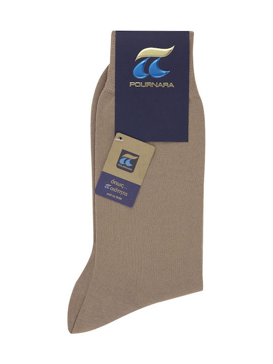 Pournara Men's Solid Color Socks Beige 5Pack