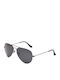 Polareye 3025L Unisex Sonnenbrille mit Gray Metall Gestell und Schwarz Polarisiert Linse