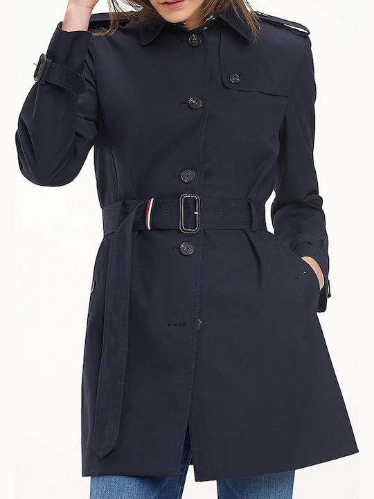 Tommy Hilfiger Women's Navy Blue Trench Coat WW0WW24966-403