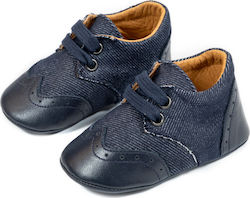 Babywalker Micro Brogues Baptism Fabric Soft Sole Sneakers Navy Blue -1