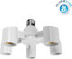 GloboStar Socket Extension for Socket E27 in White color Set 1pcs from 1xE27 Socket to 5xE27 White 78979