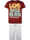 Kids' Set with Shorts Summer 2pcs Burgundy