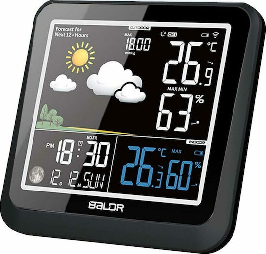 Baldr WS0336BL2 Wireless Digital Weather Station Tabletop Black