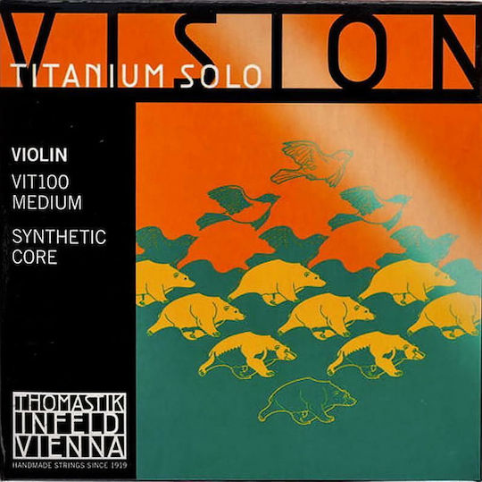 Thomastik Single Synthetic Core Strings 4 Pieces for Violin 4/4 Vision Titanium Solo Violin Medium 4/4
