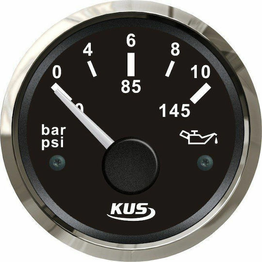 Eval Boat Oil Pressure Measurement Instrument Oil Pressure Gauge 10Bar Stainless Steel Black