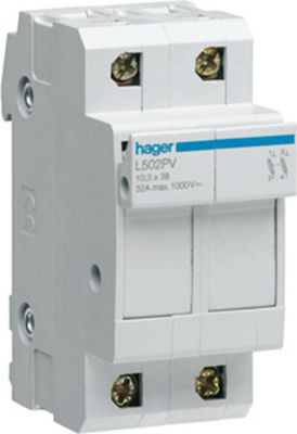 Hager Disconnect Switch Fuse Box Διπολικός 32Α για Φωτοβολταϊκά L502PV