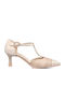 Hispanitas Leather Pointed Toe Beige Heels