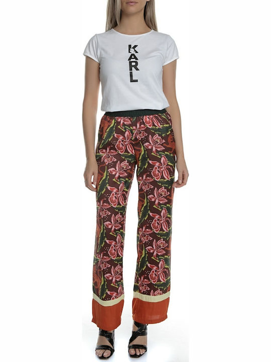 Scotch & Soda Damen Hochgeschnittene Stoff Hose mit Gummizug Blumen Mehrfarbig