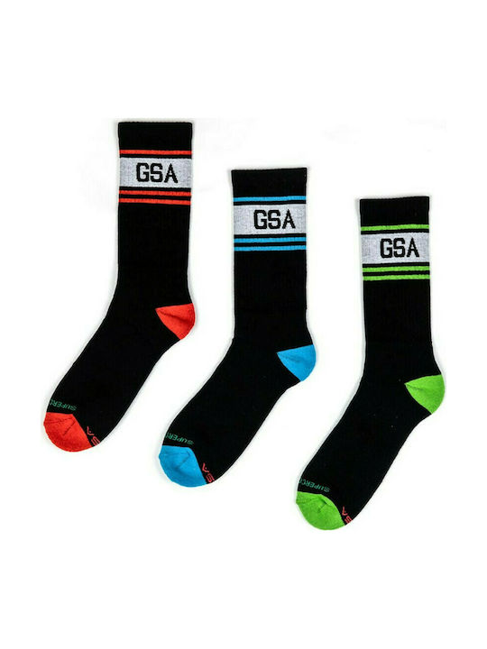 GSA Superlogo Stripes 811901-51 Αθλητικές Κάλτσες Μαύρες 3 Ζεύγη