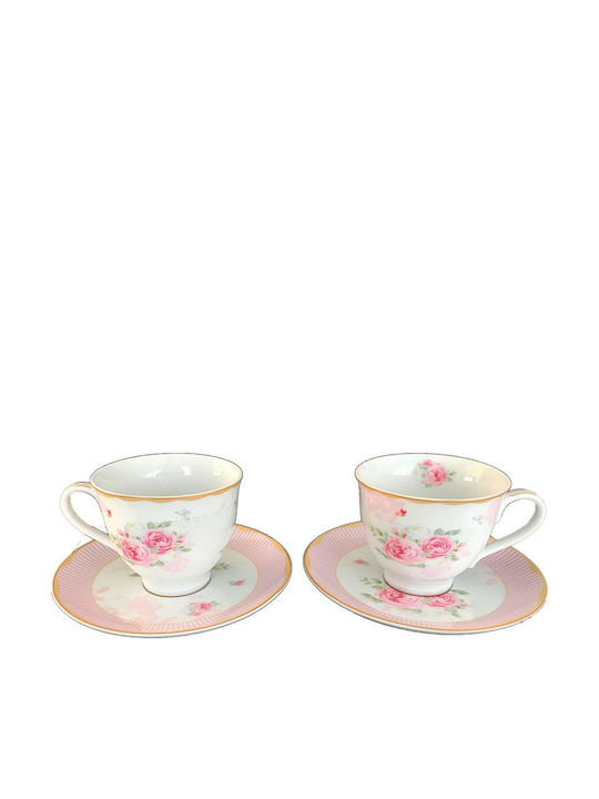 Krosno Porcelain Tea Cup Set Ροζ 2pcs