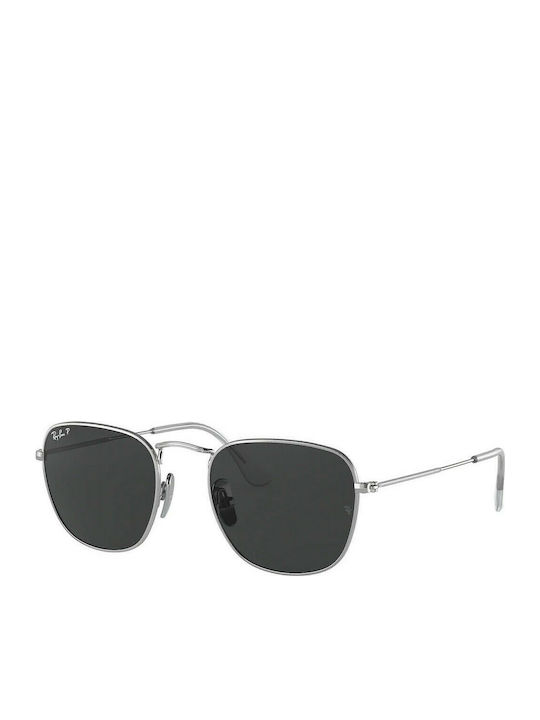Ray Ban Frank Titanium Sunglasses with Silver Metal Frame and Black Polarized Lens RB8157 920948