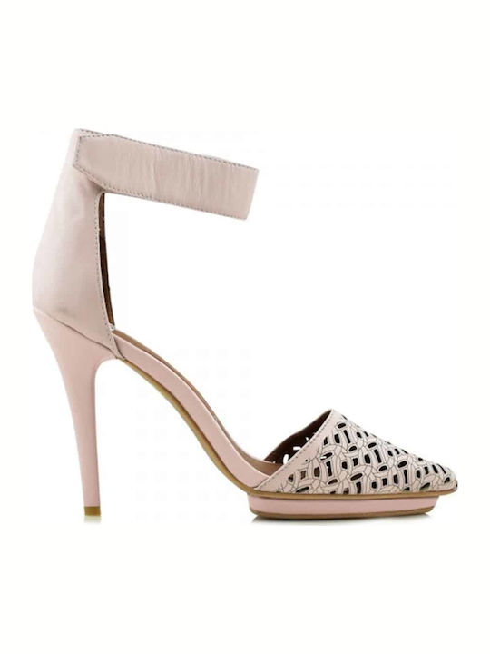 Jeffrey Campbell Pointed Toe Stiletto Pink High Heels with Strap Solitaire 0101000370