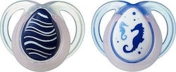 Tommee Tippee Night Time Orthodontic Pacifiers Silicone Night Sea Horse for 0-6 months 2pcs