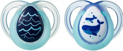 Tommee Tippee Night Time Orthodontic Pacifiers Silicone Night Whales for 0-6 months 2pcs
