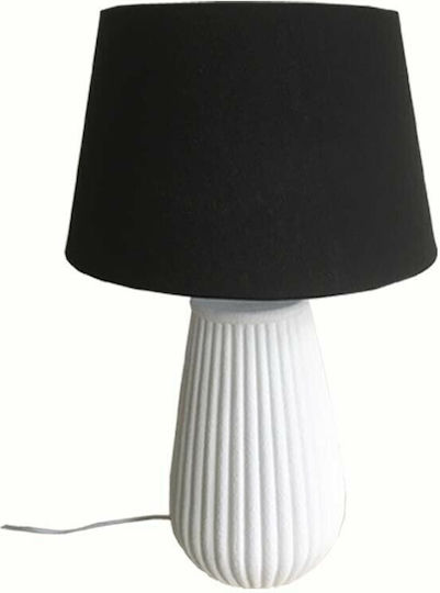 Art et Lumiere Keramik Tischlampe mit Schwarz Schirm und Weiß Basis