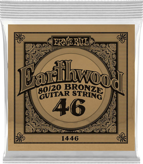 Ernie Ball Single Phosphor Bronze String for Acoustic Guitar Earthwood 80/20 Bronze 46"