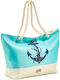 Verde Υφασμάτινη Τσάντα Θαλάσσης με σχέδιο Άγκυρα Μπλε