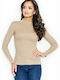 Figl M329 Winter Women's Cotton Blouse Long Sleeve Beige 43881